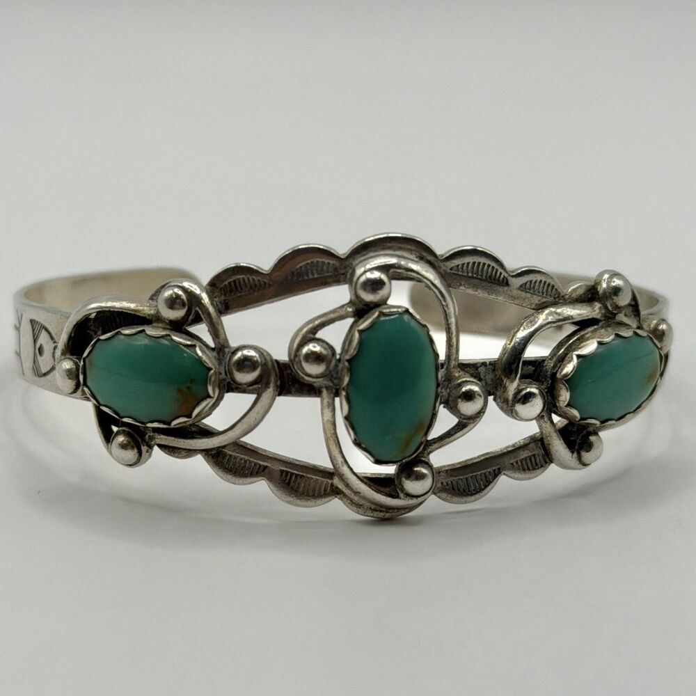 Vintage SW Sterling Silver Turquoise Style Cuff Bracelet 925